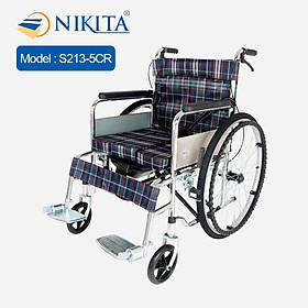 Xe lăn đa năng có bô vệ sinh, có thắng NIKITA S213-5 dành cho người khuyết tật, bệnh nhân, người già 2024