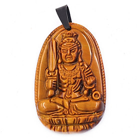 [Tuổi Dậu] Mặt Dây Chuyền Phật Bất Động Minh Vương Đá Mắt Hổ Size Nhỏ 3.6cm & Size Lớn 5cm- Tặng Kèm Móc Inox - Phong Thủy 868 - May Mắn - Bình An