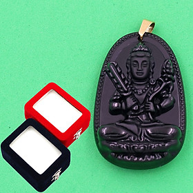 Mặt Phật Hư Không Tạng đen 4.3cm kèm hộp nhung