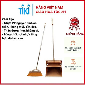 Bộ chổi kèm xẻng hốt rác thông minh nhựa VIỆT NHẬT - Tự động đóng mở, treo tường, xếp gọn - Chính hãng Việt Nhật