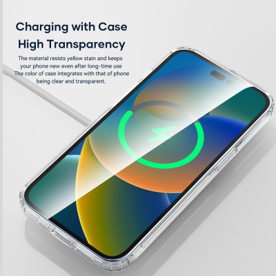 Ốp lưng chống sốc trong suốt hỗ trợ sạc Maqsafe cho iPhone 13 Pro Max (6.7 inch) hiệu Rock Protection Maqsafe Magetic Case (siêu mỏng 1.5mm, độ trong tuyệt đối, chống trầy xước, chống ố vàng, tản nhiệt tốt) - hàng nhập khẩu