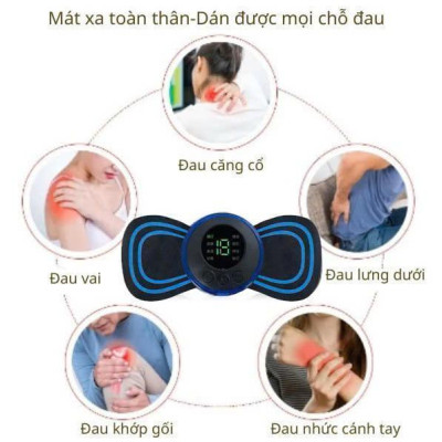 Combo 3 Máy massage MIni kèm miếng dán máy xa cổ vai gáy, 8 chế độ-19 chế độ tiện dụng, đa năng