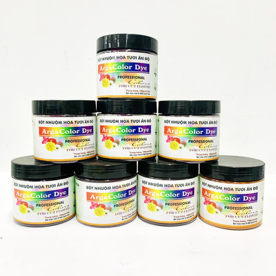 BỘT NHUỘM HOA NHẬP KHẨU ẤN ĐỘ (HỦ 110GR pha 12L nước nhuộm hoa tươi) gồm 8 màu cơ bản