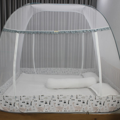 Mùng Chụp Màn Chụp Tự Bung Đỉnh Rộng Cao Cấp 1m6x2m có viền chân - Mộc Miên ( có 2 Cửa)