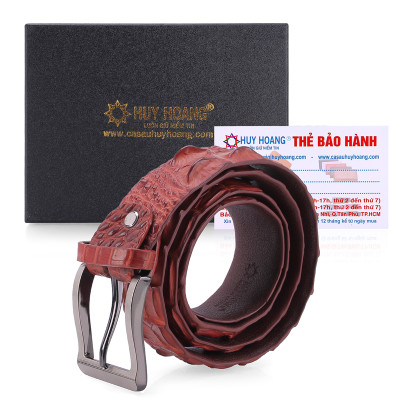 HP4222-4223-4724-4726 - Thắt lưng nam da cá sấu Huy Hoàng nguyên con 4P bát gài màu đen, nâu đất, nâu đỏ, vàng