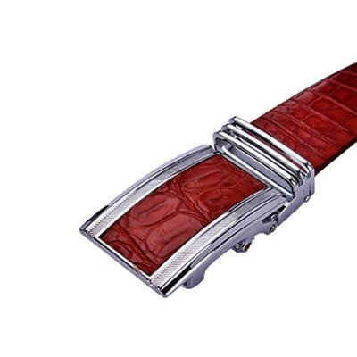 HP4833 - Dây nịt nam da cá sấu Huy Hoàng gai bụng 4P màu nâu đỏ