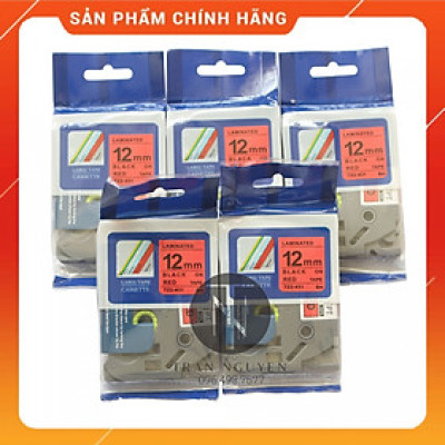 [Combo 5 hộp] Nhãn In Brother Tz2-421 - Đen nền đỏ 12mm x 8m - Hàng nhập khẩu