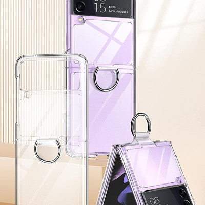 Ốp lưng chống sốc trong suốt kèm iring cho Samsung Galaxy Z Flip 3 hiệu Likgus Cover Ring (chất liệu cao cấp, thiết kế iring chống rơi rớt) - hàng nhập khẩu