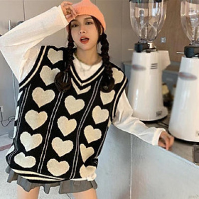 Áo Gile len form rộng hình trái tim thời trang Hàn Quốc