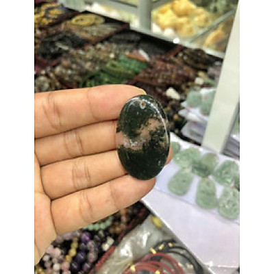 Mặt dây chuyền hình bầu dục đá ngọc băng tảo