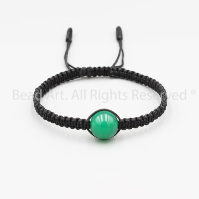 Vòng Tay Thắt Dây Thủ Công Mã Não Xanh Lá 10MM, Mệnh Mộc, Hoả, Vòng Tay Phong Thuỷ, Chuỗi Hạt S50 - Bead Art