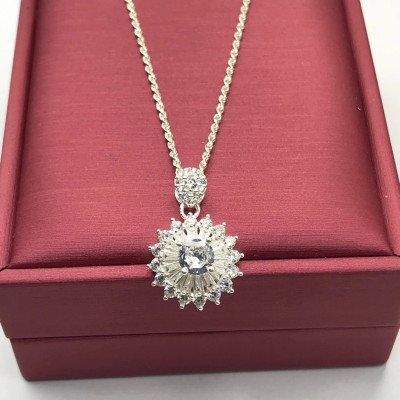Dây Chuyền Vòng Cổ Bạc  925 Hoa Tuyết Nhiều Cánh Đính Đá Nhân Tạo Cao Cấp Tinh Tế BẠC HIỂU MINH DMD476