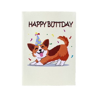 Thiệp 3D Pop Up Chó Corgi Sinh Nhật – Thiệp Chúc Mừng Sinh Nhật Hài Hước, Đáng Yêu, B29