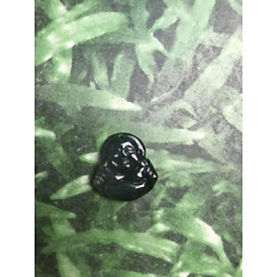 MẶT DÂY CHUYỀN HÌNH PHẬT DI LẶC CHO BÉ  ĐÁ CẨM THẠCH TỰ NHIÊN XANH ĐẬM 20mm đk 18mm sâu 5mm