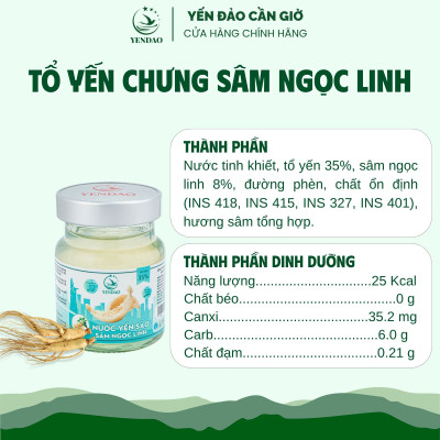 Yến Đảo - Hũ Yến Sào Sâm Ngọc Linh Hỗ Trợ Bổ Phổi, Bổ Huyết, Tăng Cường Sức Đề Kháng 6 Hộp 70ml