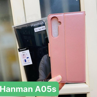 Bao Da Dạng Ví Cho Samsung Galaxy A05s, A05 Chính Hãng Hanman, Có ngăn cài thẻ, ví tiền, và quai gài chắc chắn - hàng chính hãng