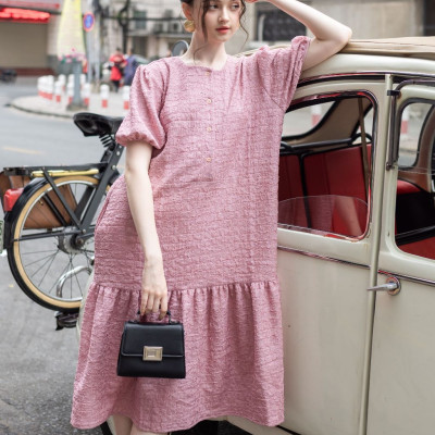 Đầm cotton hồng NGADO , đầm nữ , Đầm babydoll , Đầm xòe , Đầm thiết kế
