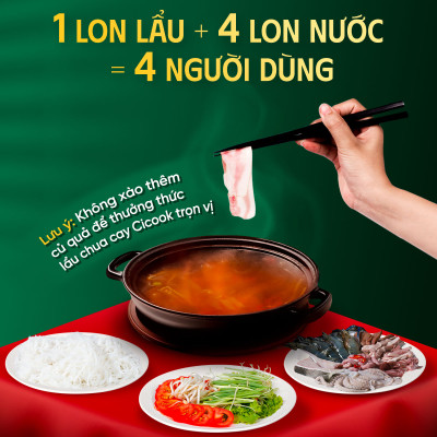 [SET TƯƠI TẮN] 2 Lon Xốt Lẩu Chua Cay Cicook 400G*2 + 1 Hôp Xốt Chấm Muối Ớt Xanh Đa Năng Cicook (5 Gói tặng 1) 210G