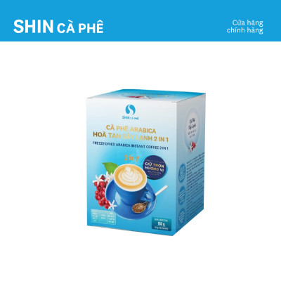 Cà phê hòa tan Arabica sấy lạnh 2 in 1 - SHIN Cà Phê - Hộp 10 gói