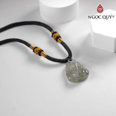 Mặt dây chuyền hồ ly đá thạch anh tóc xanh 19x24mm mệnh thủy, mệnh mộc - Ngọc Quý Gemstones