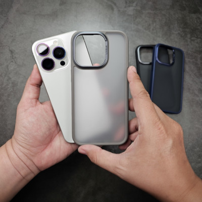 Ốp lưng chống sốc lưng nhám chống vân tay cho iPhone 15 Pro Max iP 15 Pro 15 Plus hiệu Likgus KING - viền camera kim loại, cạnh cao su chống sốc, chống mồ hôi tay - Hàng nhập khẩu