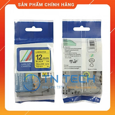 Nhãn In Tz2-631 - Đen nền vàng 12mm x 8m - Dùng cho máy in BROTHER - AIMO - PUTY [Hàng Nhập Khẩu]