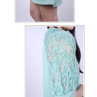 Đầm suông phối ren tay da01