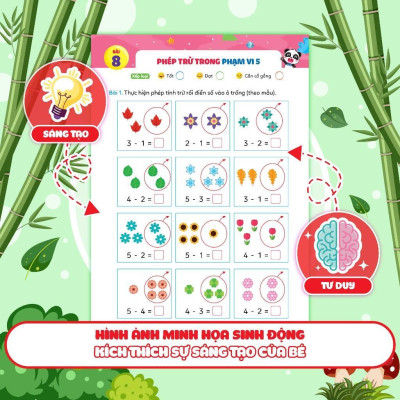 Sách - Phiếu Luyện Toán Tư Duy Cùng Gấu Kiki 5 - Làm Quen Với Phép Tính - Megabook