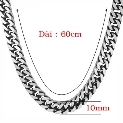 Dây chuyền nam titan cao cấp thời trang rẻ inox thép không gỉ kiểu lặc đôi 3h jewelry 10mm PTDCNA188