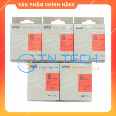 Nhãn in TEPRA - EPSON LC-2RBP (SC6RW) – Chữ đen nền đỏ 6MM X 8M  - Dùng cho máy in nhãn TEPRA - EPSON [Hàng nhập khẩu]