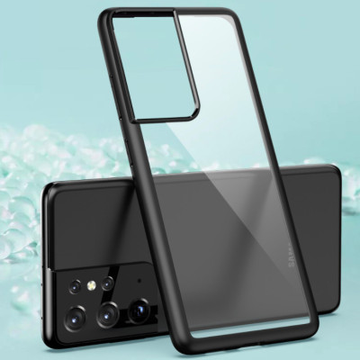 Ốp lưng kính trong viền màu chống sốc không ố vàng cho SamSung Galaxy S21 Ultra, S21 Plus- Hàng nhập khẩu