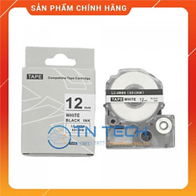 Nhãn in TEPRA - EPSON LC-4WBN (SS12KW) – Chữ đen nền trắng 12MM X 8M  - Dùng cho máy in nhãn TEPRA - EPSON [Hàng nhập khẩu]