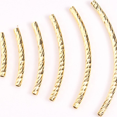 Combo 4 cái charm bạc hình ống họa tiết xoắn mạ vàng - Ngọc Quý Gemstones