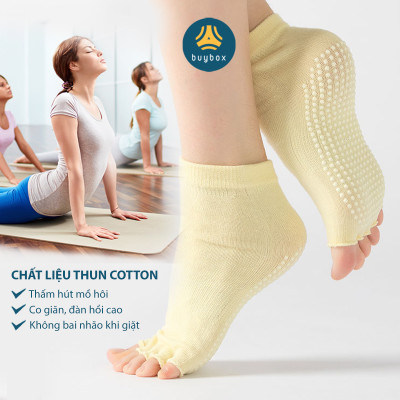 Vớ yoga xỏ 5 ngón trần thoải mái vận động, khiêu vũ, nhảy múa, có hạt silicone chống trượt - Buybox - BBPK285 