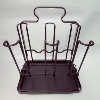  khay úp ly cốc inox cao cấp, khay úp ly cốc inox có khay hứng nước vuông / tròn màu nâu