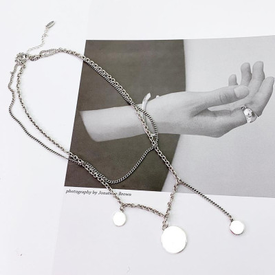 Dây chuyền vòng cổ vảy tròn kép độc đáo