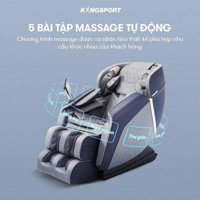 Ghế massage KINGSPORT G83 hệ thống con lăn hiện đại, con lăn lòng bàn chân 3 cấp độ, nhiệt hồng ngoại kép