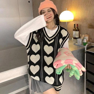 Áo Gile len form rộng hình trái tim thời trang Hàn Quốc
