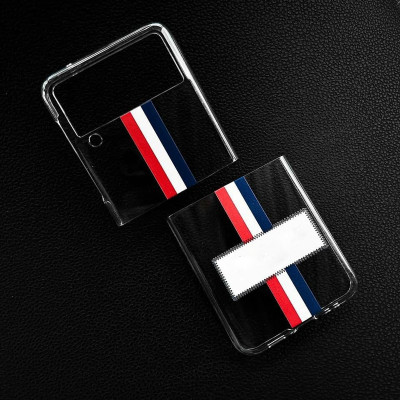 Ốp lưng chống sốc trong suốt cho Samsung Galaxy Z Flip 3 hiệu Likgus Thom Brow (chất liệu cao cấp, thiết kế thời trang họa tiết 3 sọc màu) - hàng nhập khẩu