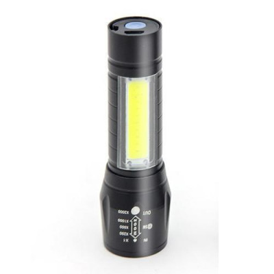 Đèn Pin Sạc Mini Có Zoom Hộp Xanh Xpe+Cob Light Siêu Sáng