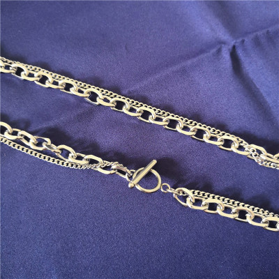 Vòng cổ dây chuyền 2 lớp titan không gỉ phong cách Hàn Quốc