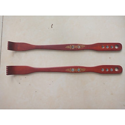 Hai Cây gãi lưng gỗ Dài 48,5 cm- Khảm trai đẹp