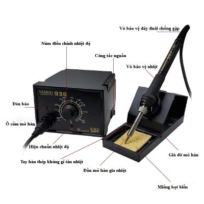 Mỏ Hàn Thiếc Hako 936 220V – Trạm Hàn Điều Chỉnh Nhiệt 200–480°C, Lên Nhiệt Nhanh, Bền Bỉ