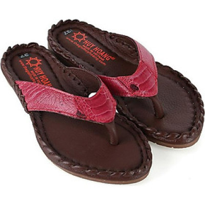 Dép nữ Huy Hoàng da đà điểu màu hồng HT7412