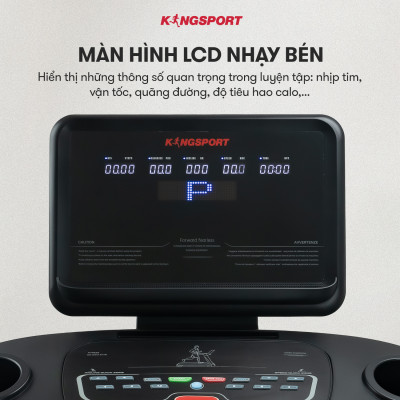 Máy chạy bộ KINGSPORT K-03 đơn năng, tốc độ tối đa 20km/h, 24 chương trình luyện tập, cân nặng phù hợp từ dưới 120-130kg