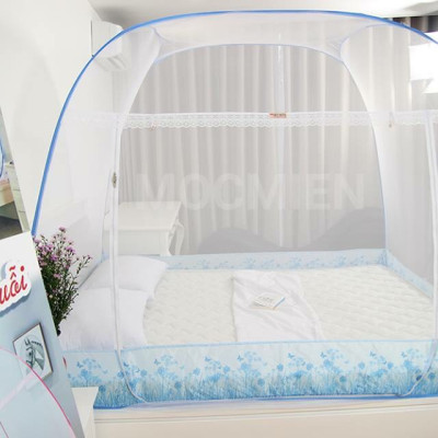 Màn Chụp , Mùng Chụp Cao Cấp Mộc Miên Đỉnh Rộng - Kích Thước 2,2mx2m Hoạ Tiết Hoa Lá Trắng Viền Xanh ( Hà Nội )