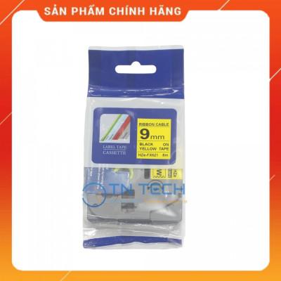 Nhãn In HZE-FX621 - Đen nền vàng 9mm x 8m - Dùng cho máy in BROTHER - AIMO - PUTY [Hàng nhập khẩu]