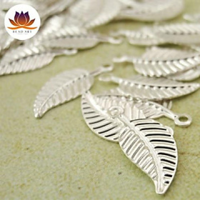 Phụ Kiện Trang Sức - Charm Mạ Bạc Hình Chiếc Lá 6x12MM, Phối Vòng Tay Phong Thuỷ, Trang Sức, Chuỗi Hạt S43 - Bead Art