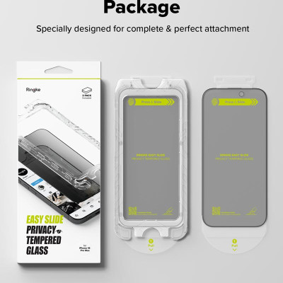 [Combo 2] Dán cường lực chống nhìn trộm cho iPhone 16 Pro Max/16 Pro/16 Plus/15 Plus/16/15 RINGKE Easy Slide Privacy Tempered Glass - Hàng Chính Hãng