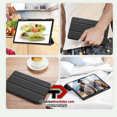 Bao da dành cho Samsung Tab S8 Plus/ S7 Plus/ S7 FE DOMO Series Lưng Dẻo Vải Jean Khay Bút - Hàng chính hãng